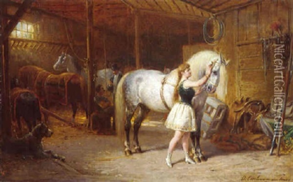 The Stables Of The Scheveningen Circus Oil Painting - Otto Eerelman