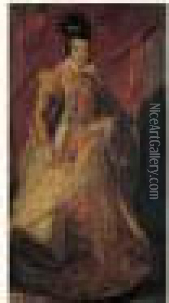 Portrait De Femme - Copie D'apres Rubens Oil Painting - Eugene Isabey