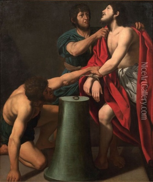Cristo Alla Colonna Oil Painting - Lionello Spada