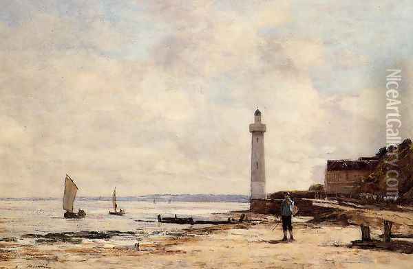 The Honfleur Lighthouse I Oil Painting - Eugene Boudin