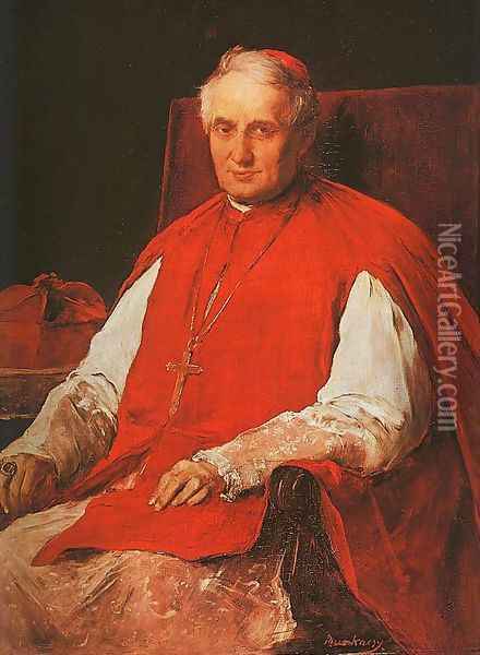 Portrait of Cardinal Lajos Haynald (Haynald Lajos arckepe) 1884 Oil Painting - Mihaly Munkacsy