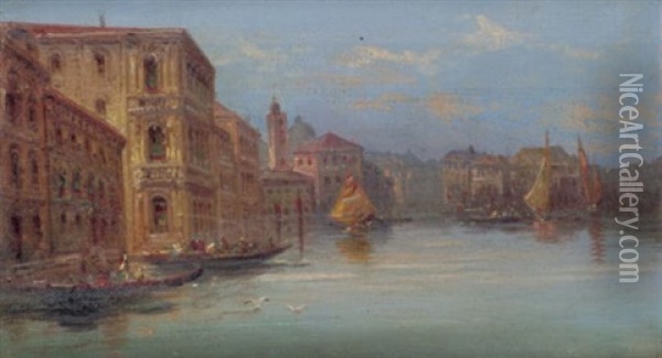 Blick In Den Canale Grande Von Venedig Oil Painting - Edoardo de Martino