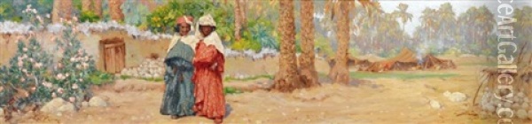 Les Jardins De Biskra Oil Painting - Eugene F. A. Deshayes