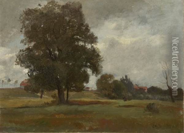 Landschaft Bei Aufziehendem Unwetter Oil Painting - Ludwig Hartmann
