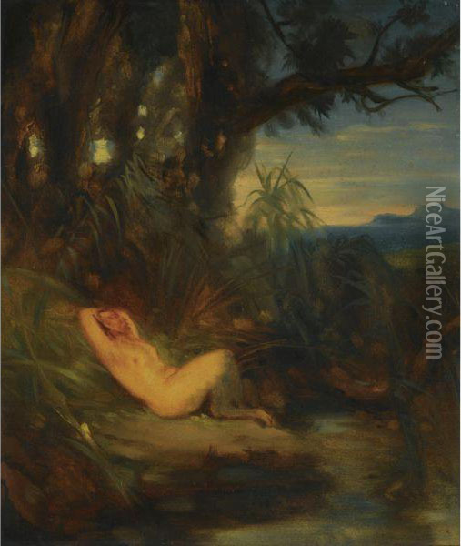 Schlafender Faun (sleeping Faun) Oil Painting - Karl Blechen