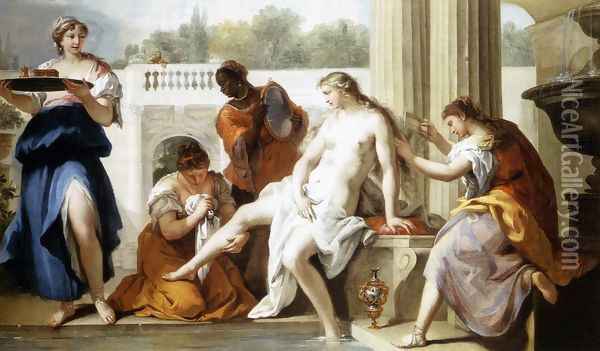 Bathsheba at the Bath 1720s Oil Painting - Sebastiano Ricci