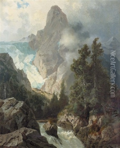 Rosenlaui-gletscher Und Wellhorn Oil Painting - Arnold Albert Jenny