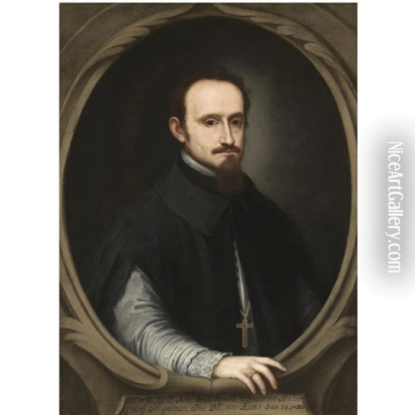 Portrait Of Ambrosio Ignacio Spinola Y Guzman, Archbishop Of Seville Oil Painting - Pedro Nunez De Villavicencio