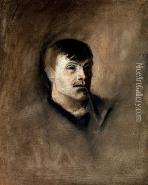 Young Man With Pipe Oil Painting - Laszlo Mednyanszky