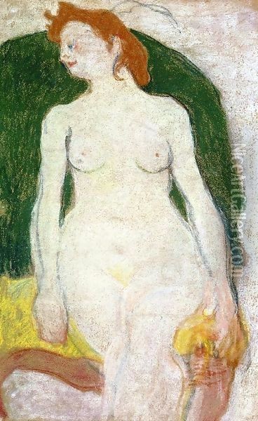Nude on a Green Armchair 1895 Oil Painting - Leon De Smet