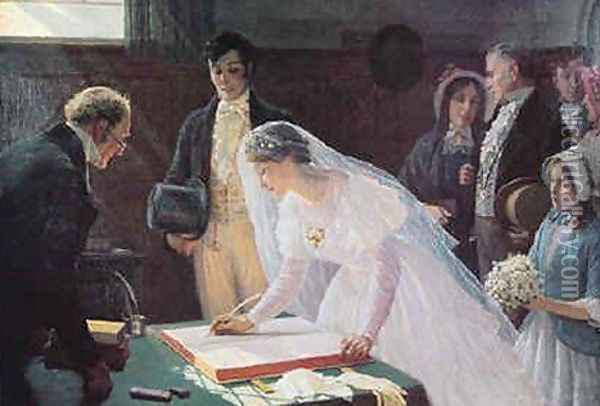 Signing The Register Oil Painting - Edmund Blair Blair Leighton