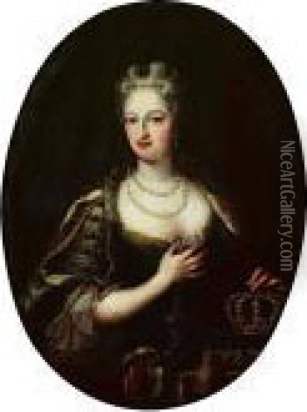 Portrait De La Reine Mary Ii Oil Painting - William Wissing or Wissmig