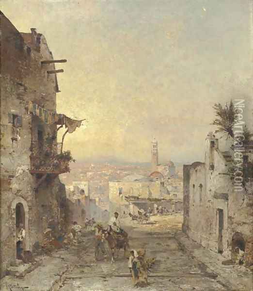 View of Syracuse, Sicily Oil Painting - Franz Richard Unterberger