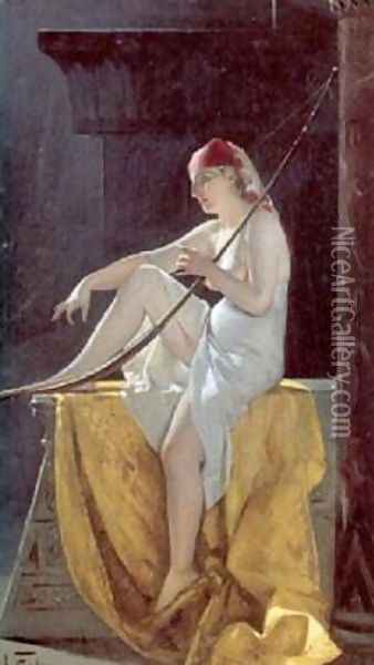 Egyptian Woman with a harp Oil Painting - Luis Ricardo Falero