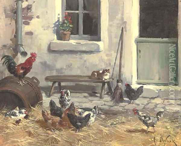 The farmyard Oil Painting - Alexandre Defaux