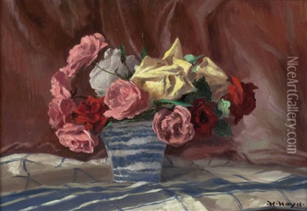 Rosenstillleben Oil Painting - Karl Hayd