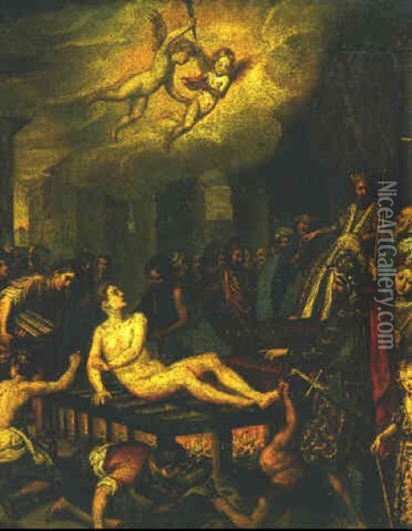 Martyrdom Of Saint Lawrence Oil Painting - Francesco Curradi