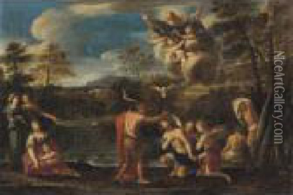 The Baptism Of Christ Oil Painting - Pier Francesco Mola