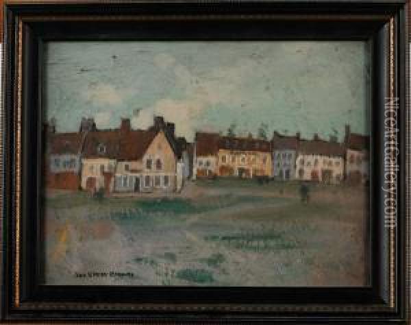 Village Street Scene Oil Painting - George Elmer Browne