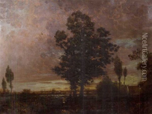 Sunset Landscape Oil Painting - Carl Rudolph Krafft