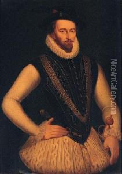 Portrait Of Sir Walter Raleigh Oil Painting - Marcus Ii Gerards