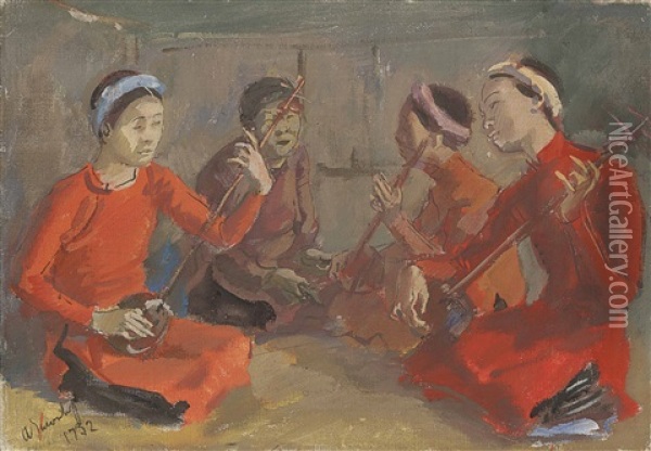 An Intimate Concert In Hu?, Indo-china Oil Painting - Alexander Evgenievich Iacovleff