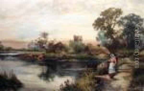 Sunset On The Avon Oil Painting - Ernst Walbourn