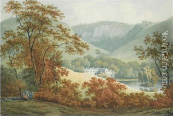A View Of Patterdale Hall, Ullswater, Cumberland Oil Painting - John Warwick Smith