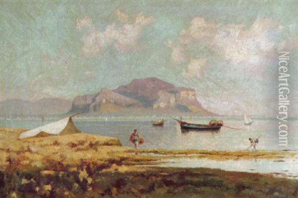 Fischer Vor Capri Oil Painting - Eremino Kremp