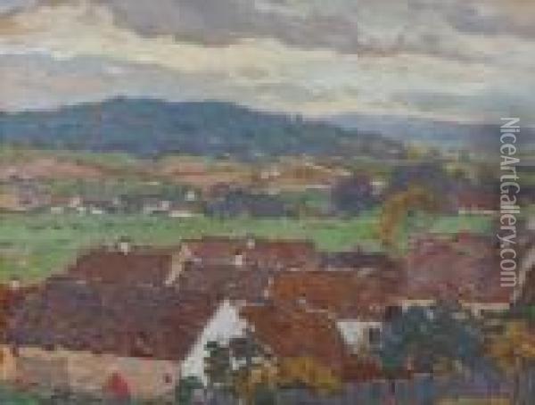Panoramic View Of A Landscape Oil Painting - Josef Ullmann