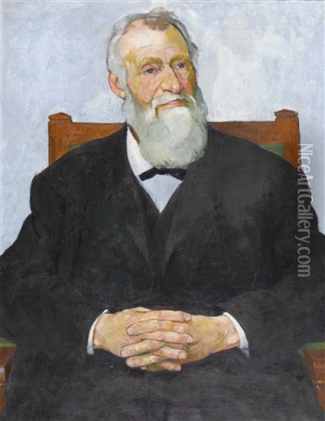 Portrat Eines Sitzenden Herrn Mit Weissem Bart Oil Painting - Klara Cecile Borter
