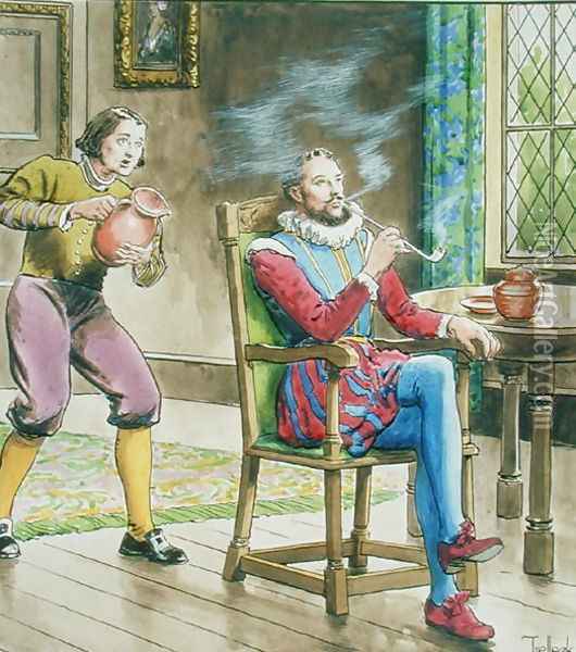Sir Walter Raleigh 1554-1618 from Peeps into the Past, published c.1900 Oil Painting - Trelleek