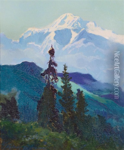 A View Of Mount Mckinley, Alaska Oil Painting - Sydney Mortimer Laurence