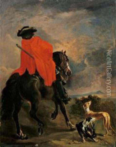 Ruckenansicht Eines Reiters Mit Zwei Hunden. Oil Painting - Adriaen Cornelisz. Beeldemaker
