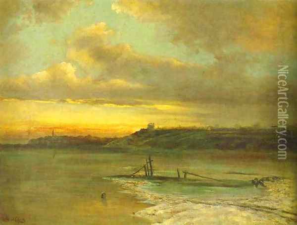 Early Spring, Thaw, (1880s) Oil Painting - Alexei Kondratyevich Savrasov