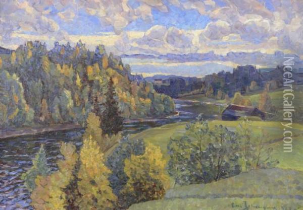 Septemberdag Vid Faxalven Oil Painting - Carl August Johansson
