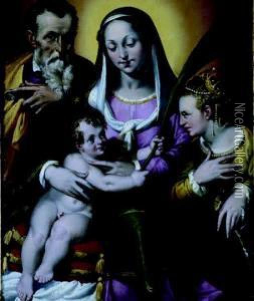Sacra Famiglia Con Santa Caterina D'alessandria Oil Painting - Bartolomeo Passarotti