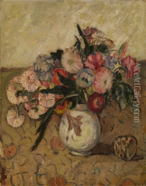 Still Life Of Flowers In A Vase Oil Painting - Abram Anshelevich Manevich