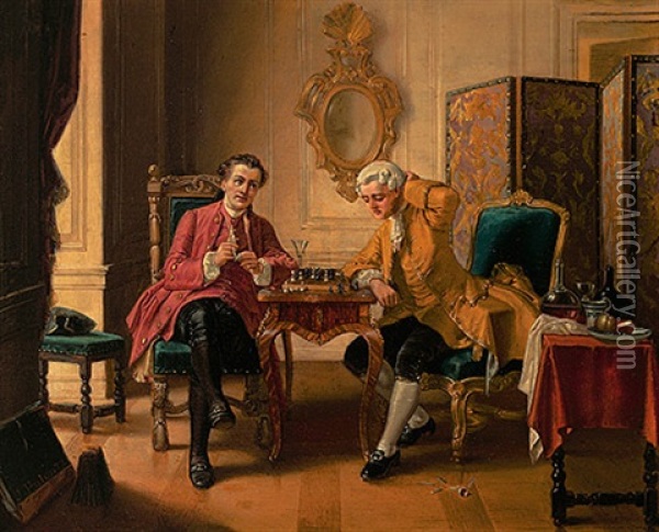Im Einem Salon Spielen Elegante Herren Im Habit Des 18. Jh. Schach Oil Painting - Sir Joseph Noel Paton