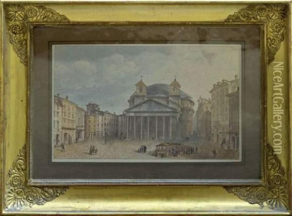 Le Pantheon A Rome. Oil Painting - Victor-Jean Nicolle