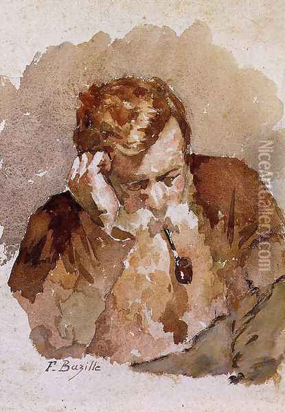 Man with a Pipe Oil Painting - Jean Frederic Bazille
