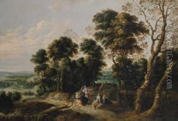 Landschaft Mit Dem Wettstreit 
Der Musen Und Pieriden (nach Ovid, Metamorphosen, V, 294-317). Oil Painting - Lucas Van Uden