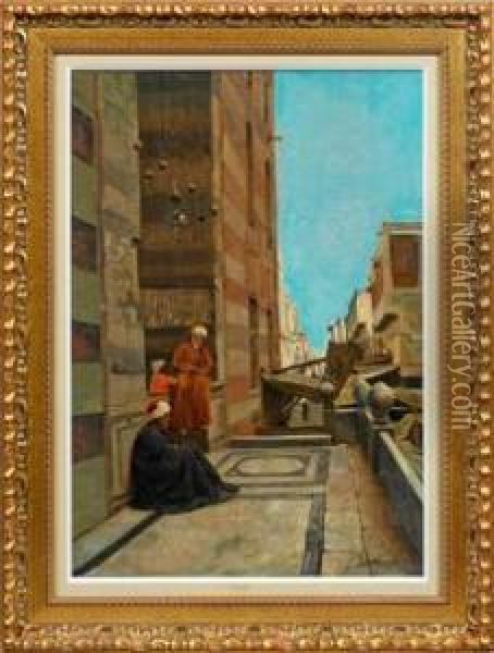 Eingang Zu Einermoschee In Algier Oil Painting - Jules Van Biesbroeck