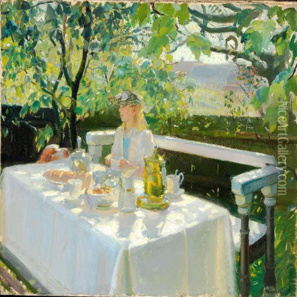 Ved Frokosten Oil Painting - Anna Ancher