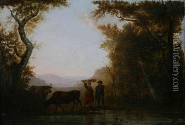 Zuiders Landschap Met Veehoeders Aan Het Water Oil Painting - Balthasar Paul Ommeganck