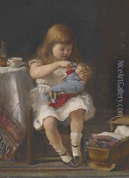 An Anxious Mother Oil Painting - Percival de Luce
