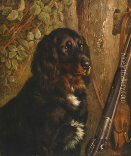 Gordon Setter With Leaning Gun Oil Painting - Frank Paton