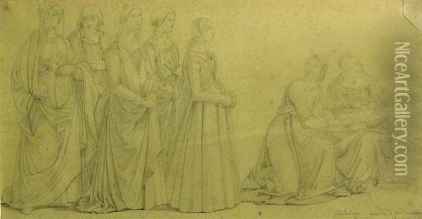 The Nativity Of Mary Oil Painting - Domenico Ghirlandaio