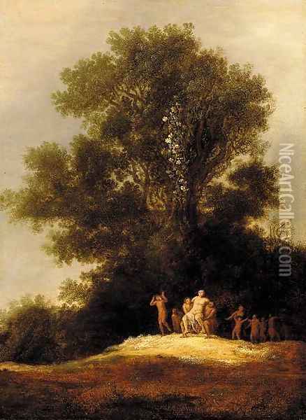 A landscape with Silenus leading a Bacchanal Oil Painting - Dirk The Elder Dalens