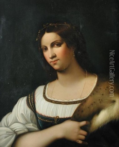 Portrait Of A Lady With A Fur Stole - La Fornarina Oil Painting - Sebastiano Del Piombo